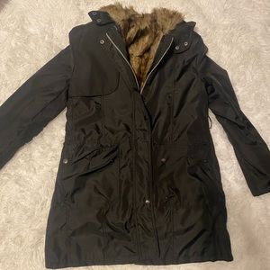 Black winter coat with fur lining size small